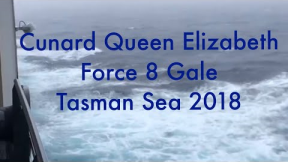 Queen Elizabeth in Rough Seas and Force 8 Gale.
